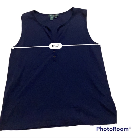 Lauren Ralph Lauren ribbed tank top with v neck and buttons - Picture 6 of 8